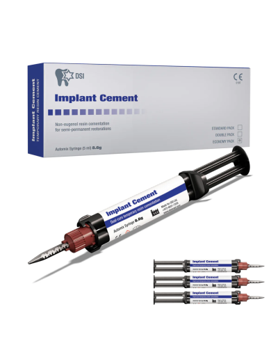 Цемент для імплантів, коронок, мостових конструкцій DSI Semi-Permament Implant Cement, 3 шприця, 25,8 г + 15 насадок.