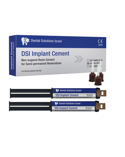 Цемент для імплантів, коронок, мостових конструкцій DSI Semi-Permament Implant Cement, 2 шприци, 17,2 г + 10 насадок.