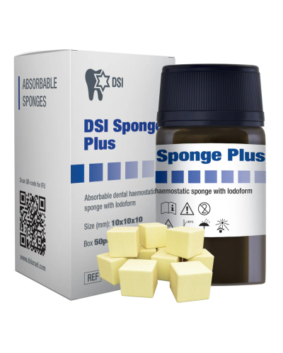 Гемостатична губка з йодоформом DSI Sponge Plus with iodoform, Куб 10x10х10 мм.