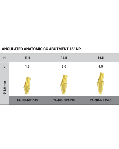 Абатмент титановий кутовий 15° DSI Anatomic Abutment, конусне з'єднання NP (2,25 мм), 1,5 мм