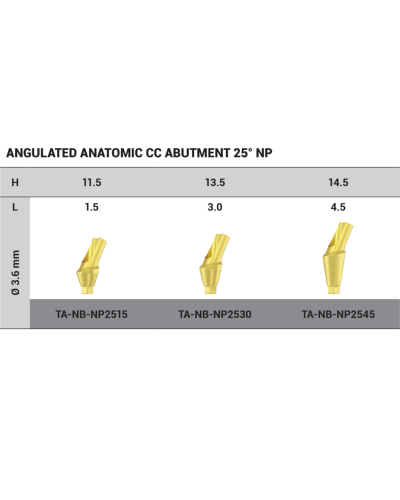 Абатмент титановий кутовий 25° DSI Anatomic Abutment, конусне з'єднання NP (2,25 мм), 1,5 мм Абатмент титановий кутовий 25° DSI Anatomic Abutment, конусне з'єднання NP (2,25 мм), 1,5 мм