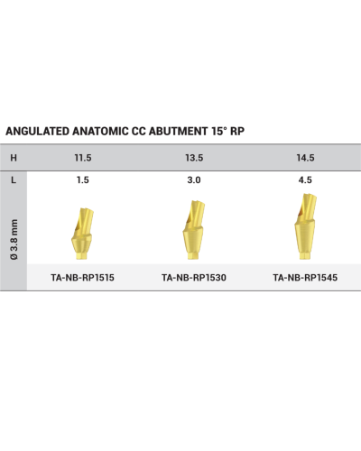 Абатмент титановий кутовий 15° DSI Anatomic Abutment, конусне з'єднання RP (2,65 мм), 1,5 мм