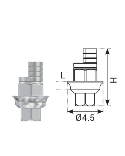 Абатмент анатомічний кутовий 25° DSI Ti-Base CAD/CAM внутрішній шестигранник ⌀2.42 (HEX) 0,5 мм