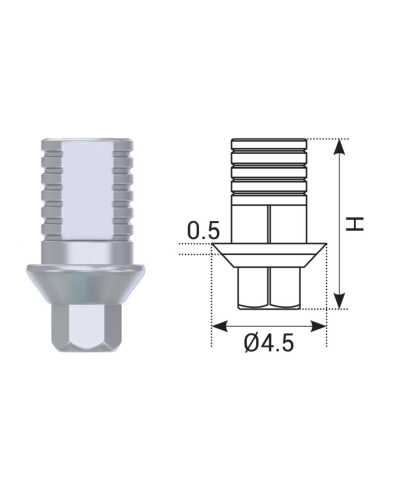 Абатмент анатомічний DSI Ti-Base CAD/CAM внутренний шестигранник ⌀2.42 (Ротаційний)  0,5 мм