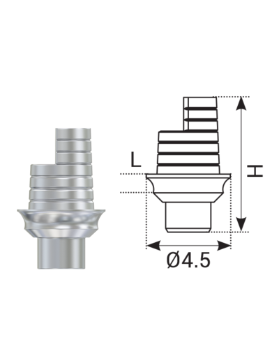 Абатмент анатомічний кутовий 25° DSI Ti-Base CAD/CAM внутрішній шестигранник ⌀2.42 (Ротаційний) 1 мм